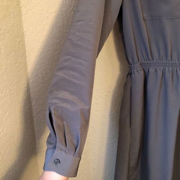 Mossimo Women's Utility Shirt Dress Size Small Olive Green Pockets Long Sleeves - Picture 8 of 10